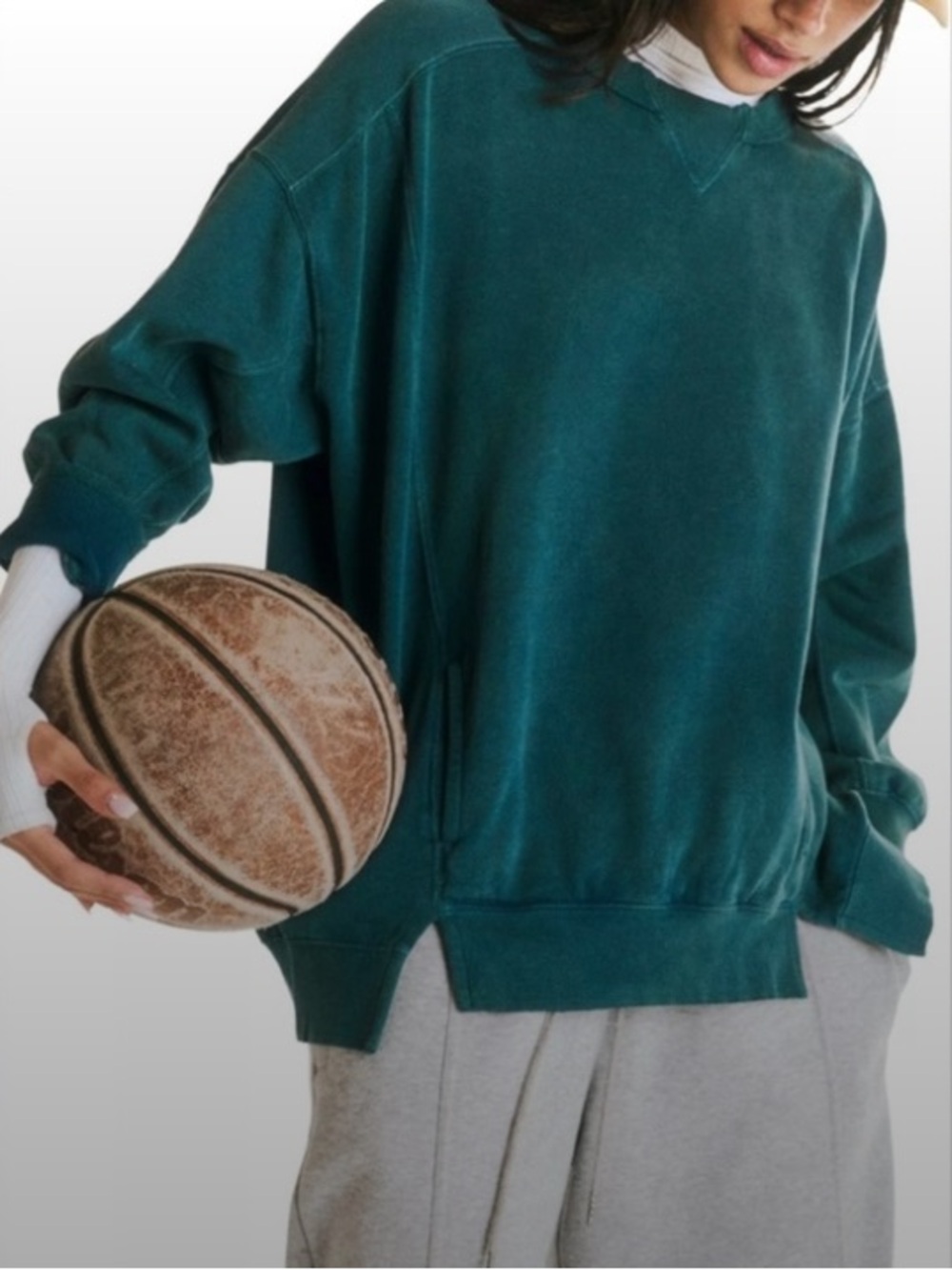 Free People Teal Crewneck Sweatshirt